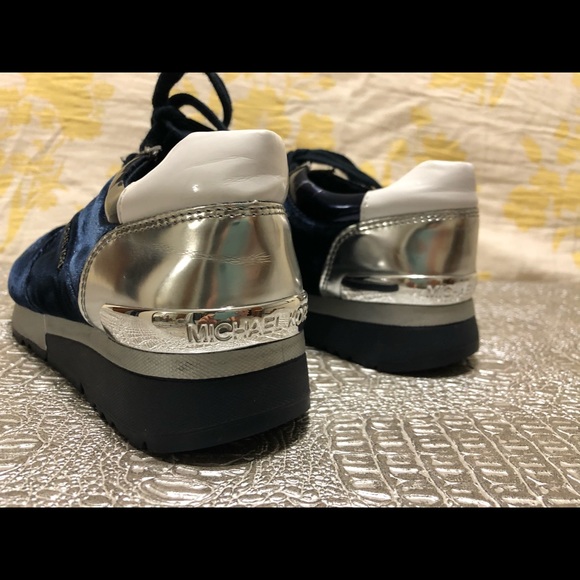 Michael Kors Shoes - Michael Kors Silver & Blue Suede sneakers Size 8
